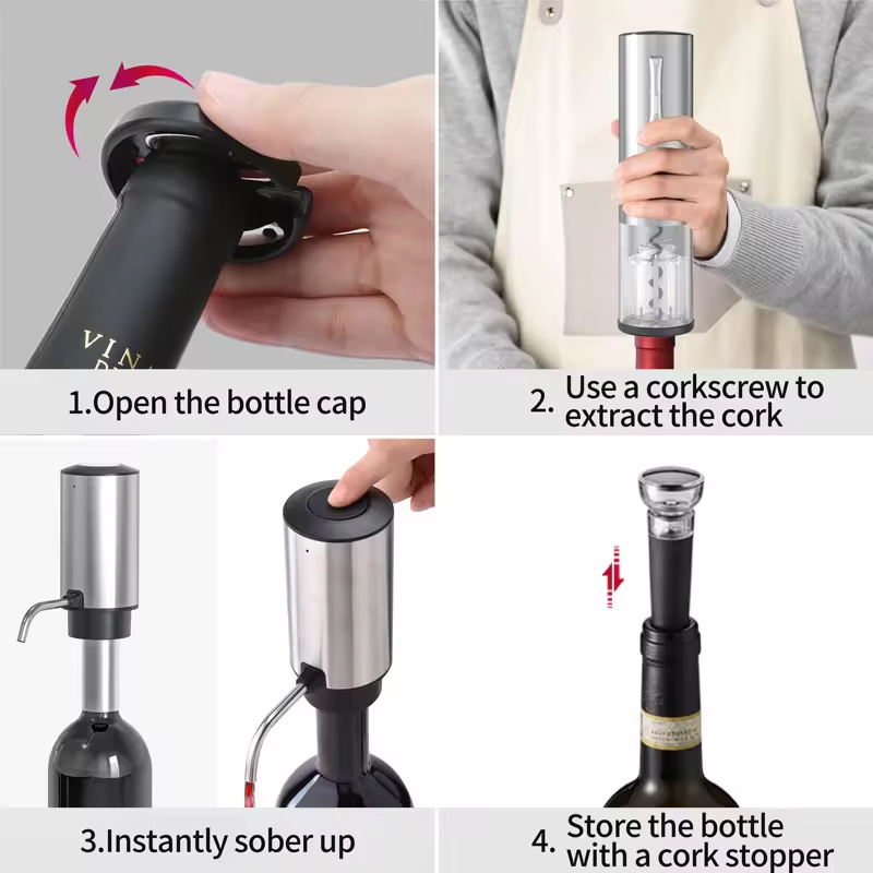 Wine Opener Electric - 4-in-1 Rechargeable Electric Wine Opener Set