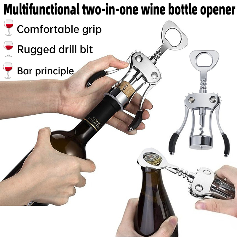 Wine Beer Opener - Manual 2-in-1 wine opener, practical stainless