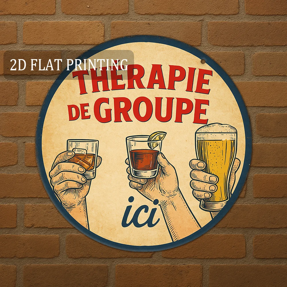 Beer And Wine Quote - 2D Flat - 20.32cm Vintage French