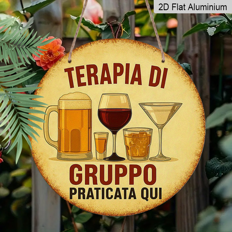 Beer And Wine Quote - 2D Flat, 1pc 7.87inchs Round Aluminum