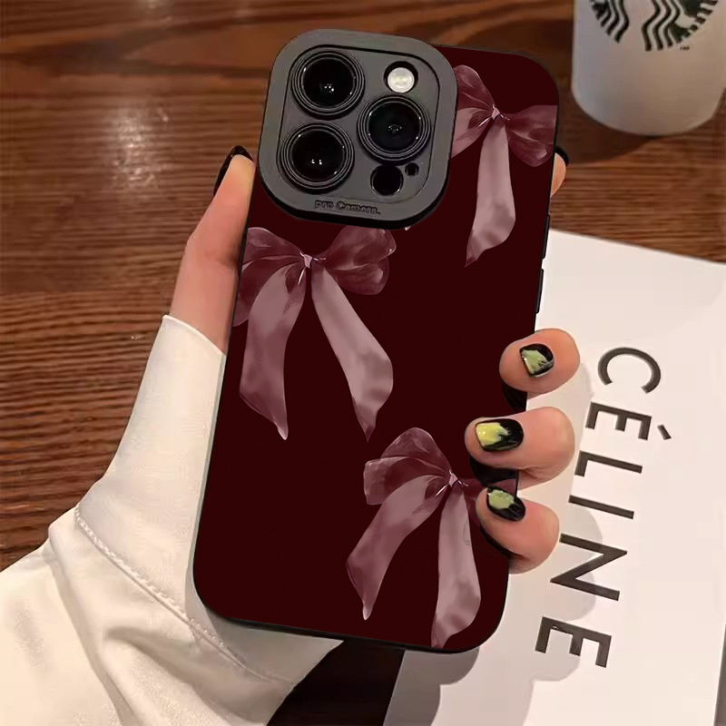 Wine & Beer Emporium - Wine Red Bowknot Pattern Soft Phone