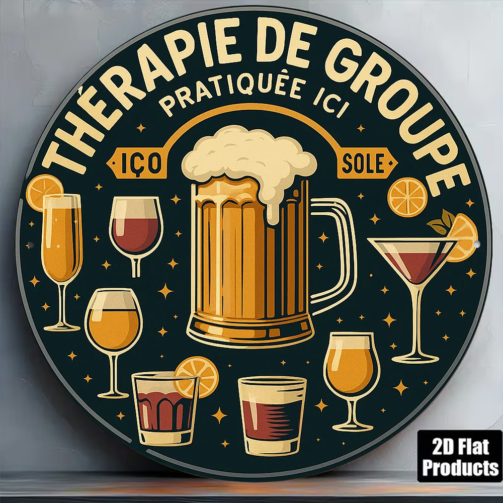 2D Flat Round Vintage Metal Ti - Beer And Wine Quote 评论和价格