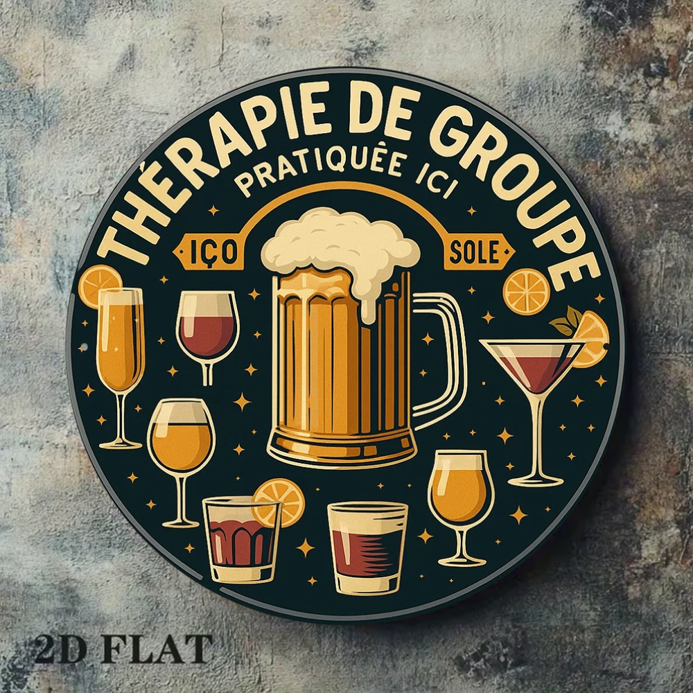 2D Flat Round Vintage Metal Ti - Beer And Wine Quote 评论和价格