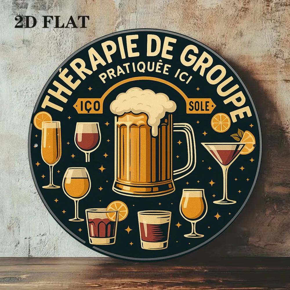 2D Flat Round Vintage Metal Ti - Beer And Wine Quote 评论和价格