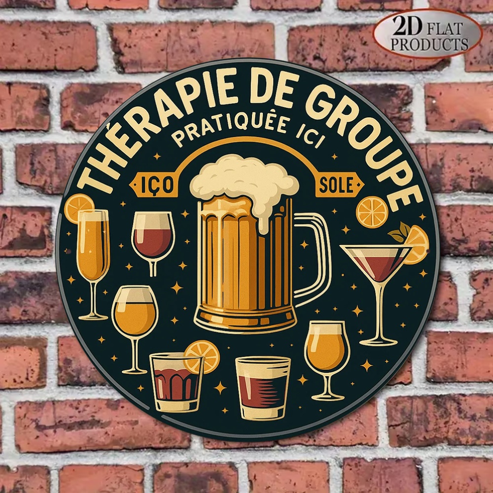 2D Flat Round Vintage Metal Ti - Beer And Wine Quote 评论和价格
