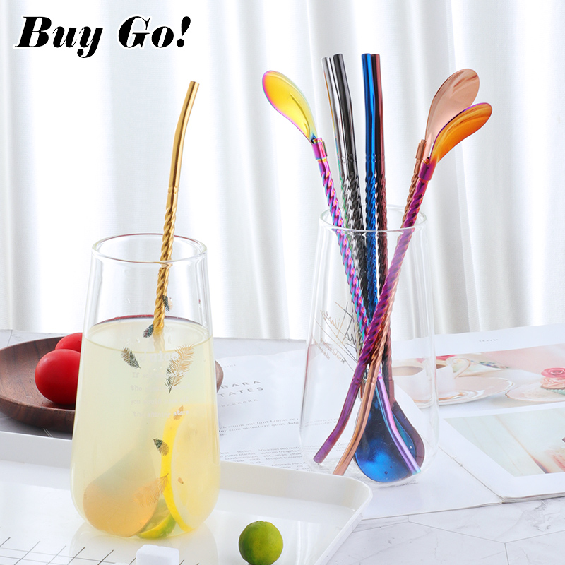 1PC Long Big Twisted Straw Spo - Bar Spoon Twisted 评论和价格