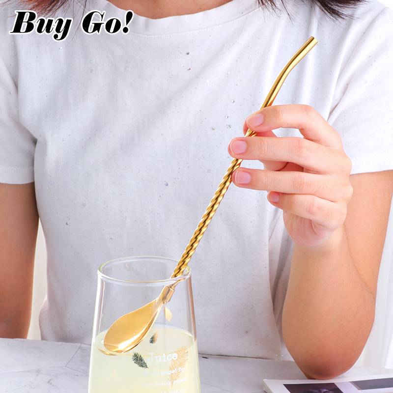 1PC Long Big Twisted Straw Spo - Bar Spoon Twisted 评论和价格