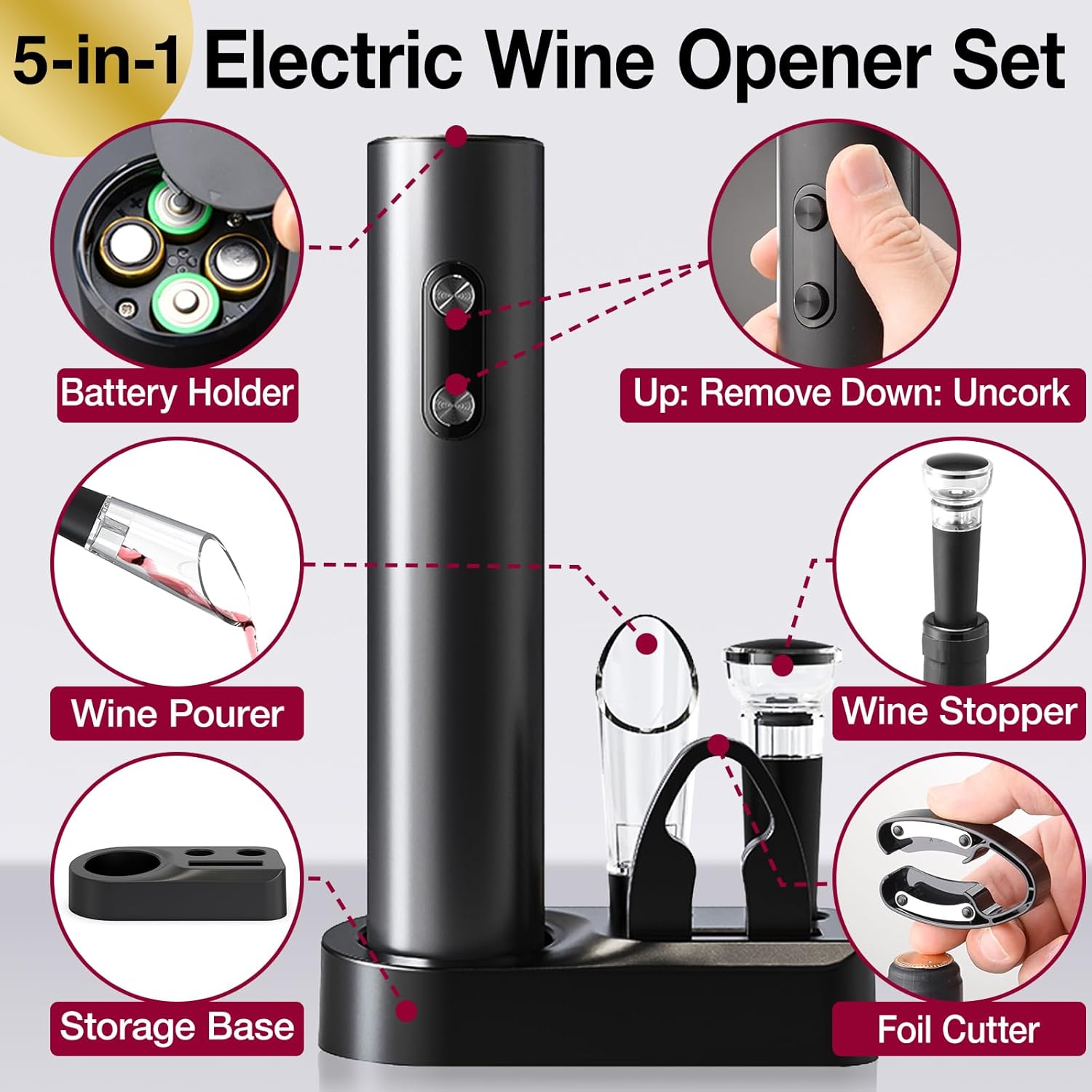 Automatic Wine Opener Set Reus - Wine Opener Electric 评论和价格