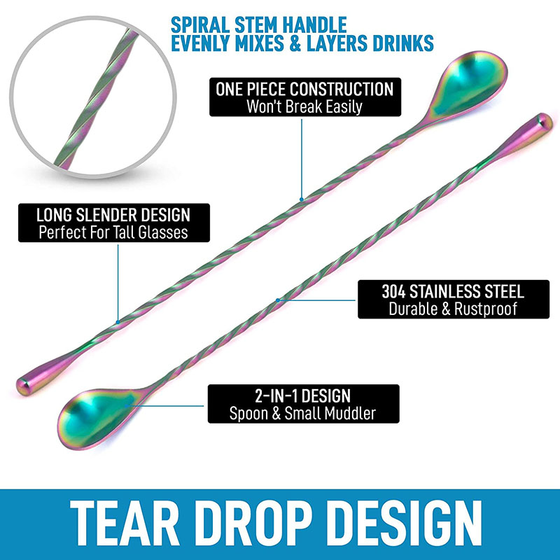 30cm/40cm/50cm Teardrop Cockta - Bar Spoon Twisted 评论和价格