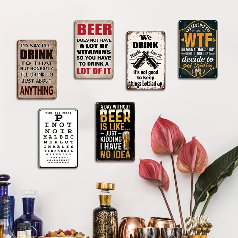 1Pc Vintage 2D Flat Funny Beer - Beer And Wine Quote 评论和价格
