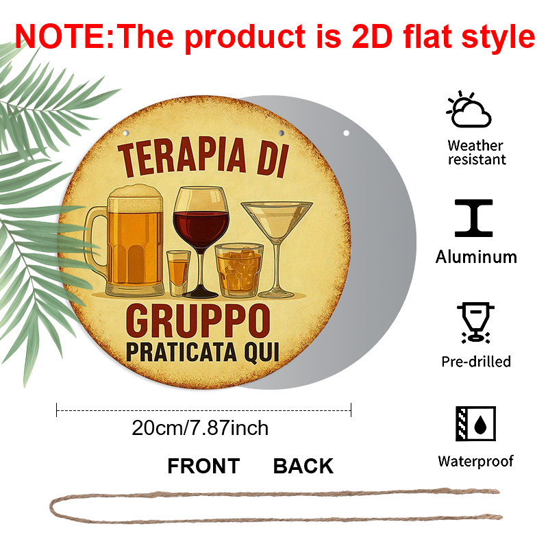 2D Flat, 1pc 7.87inchs Round A - Beer And Wine Quote 评论和价格